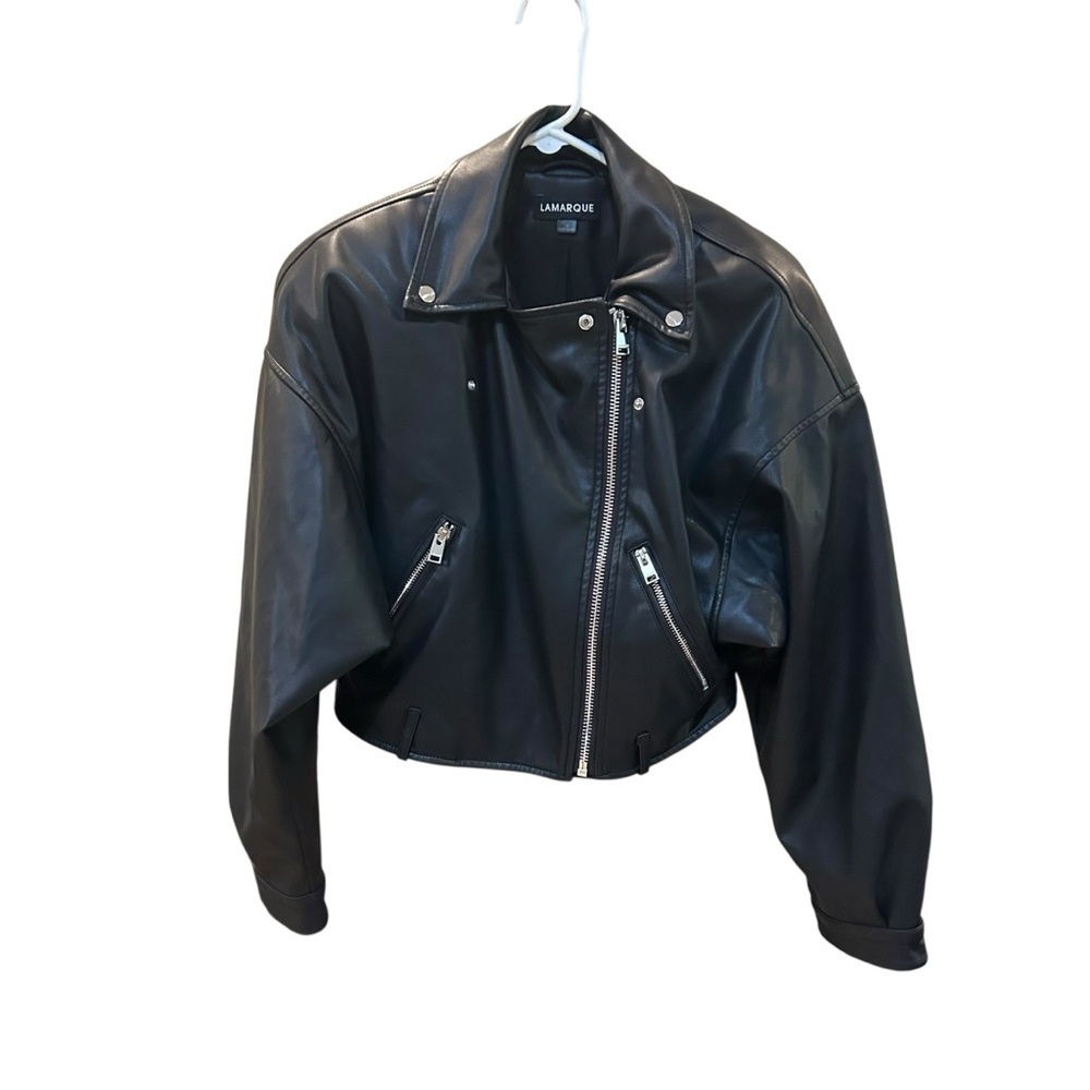 Lamarque Dani Moto Jacket Sz M Faux Leather Soft Pocket Zip Up Jacket - Picture 7 of 12